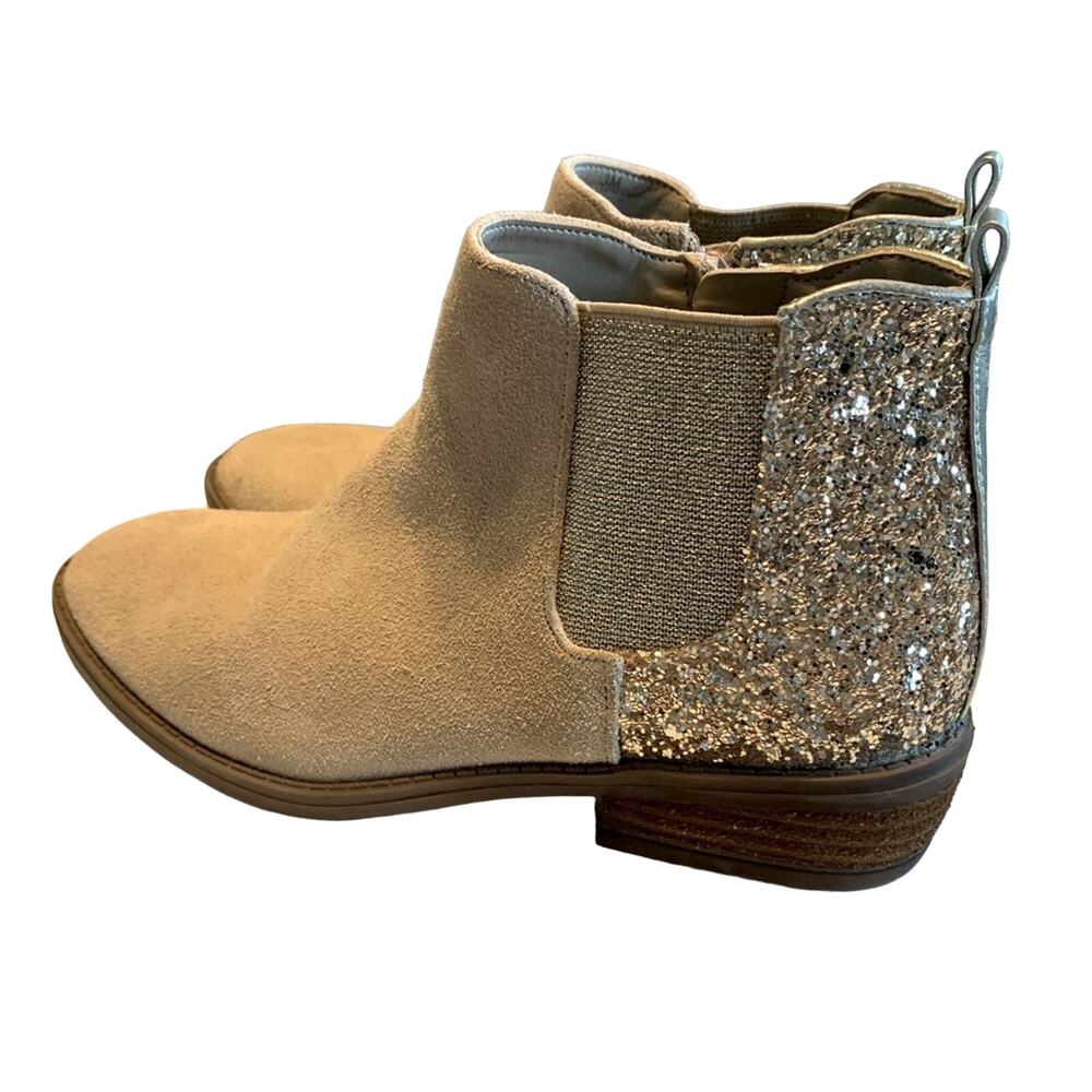 Copper Key girls booties suede and gold glitter heel size 3.